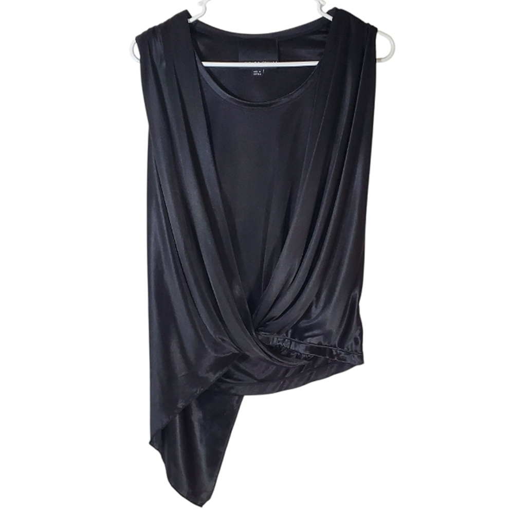 2396 * Harlowe & Graham Draped Asymmetrical Sleeveless Top Black Size XS